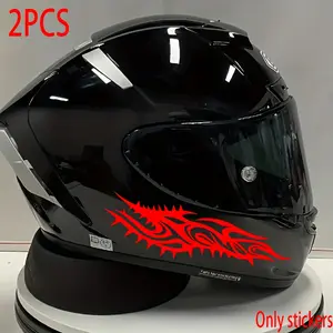 2PCS/SET Cycling Sharp Flame-Style Decor Sticker, Decal, Motorcycle Stickers, For Motorcycle Accessories, Cycling Backpacks, Black & Red Spiked Flame + Sharp Shape Creative Design, Eye-Catching