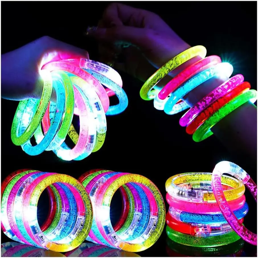 Halloween Fall Gift 24Pcs Glow in the Dark Party Supplies for Kids/Adults, Flashing Light up Toys LED Bracelets Halloween Glow Sticks, Party Favors Carnival Birthday Concert Gifts Accessory