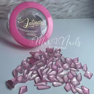 Latinas 100pz/1Jar FlatBack Opal Nail Studio 3D Nail Art Rhinestones Multicolor Zinc Alloy Nail Gem, Non Hotfix Sparkly Crystal, Pink White Blue Green