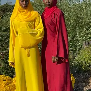 (Final Sale) Everyday Red Nida Abaya with Hijab - Comfortable Wear