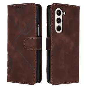 Magnetic Flip Cover Smartphone Case for Galaxy Z Fold 6/5/4/z Fold 3, Short Lanyard, 4 Card Slots, Wallet Protection for Men & Women