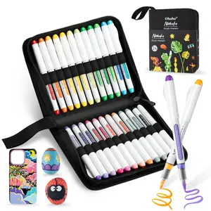 Ohuhu Acrylic Paint Markers Direct Liquid: 24 Colors - Flexible Brush Tip Acrylic Markers High Opacity Paint Pens - Direct Liquid - Waterproof Lightfast for Rock Easter Eggs Wood - Nahuku Series of Ohuhuart