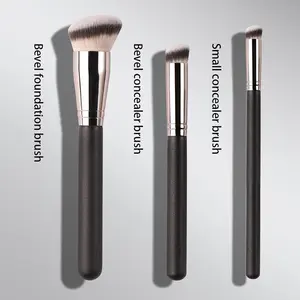 3-Piece Vegan Synthetic Fiber Makeup Brush Set (#170 #270 #370), Foundation Brush Concealer Brush Eyebrow Brush, Cruelty-Free Ultra Soft, Cosmetic Brushes