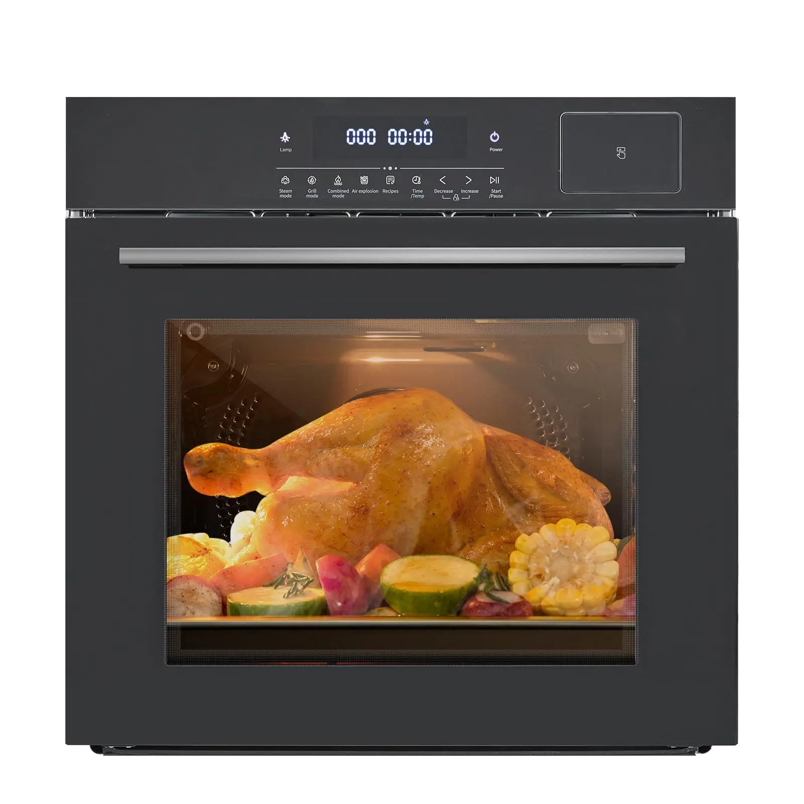 GARVEE 24" Single Wall Oven, 2.5 Cu.Ft Built-In Timer-Convection Electric Wall Oven with 8 Baking Modes, 3000W, 240V, Stainless Steel, 3D Surround Heating, Timer, Touch Control, Safety Lock, Black