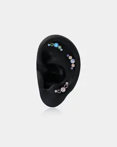 Multi-Color CZ Titanium Cartilage Stud