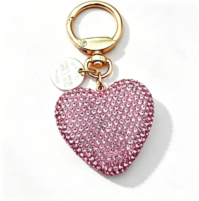 Elegant Heart Rhinestone Keychain for Women, Trendy Bling Ornament, Nice Present for Mother's Day & Friends