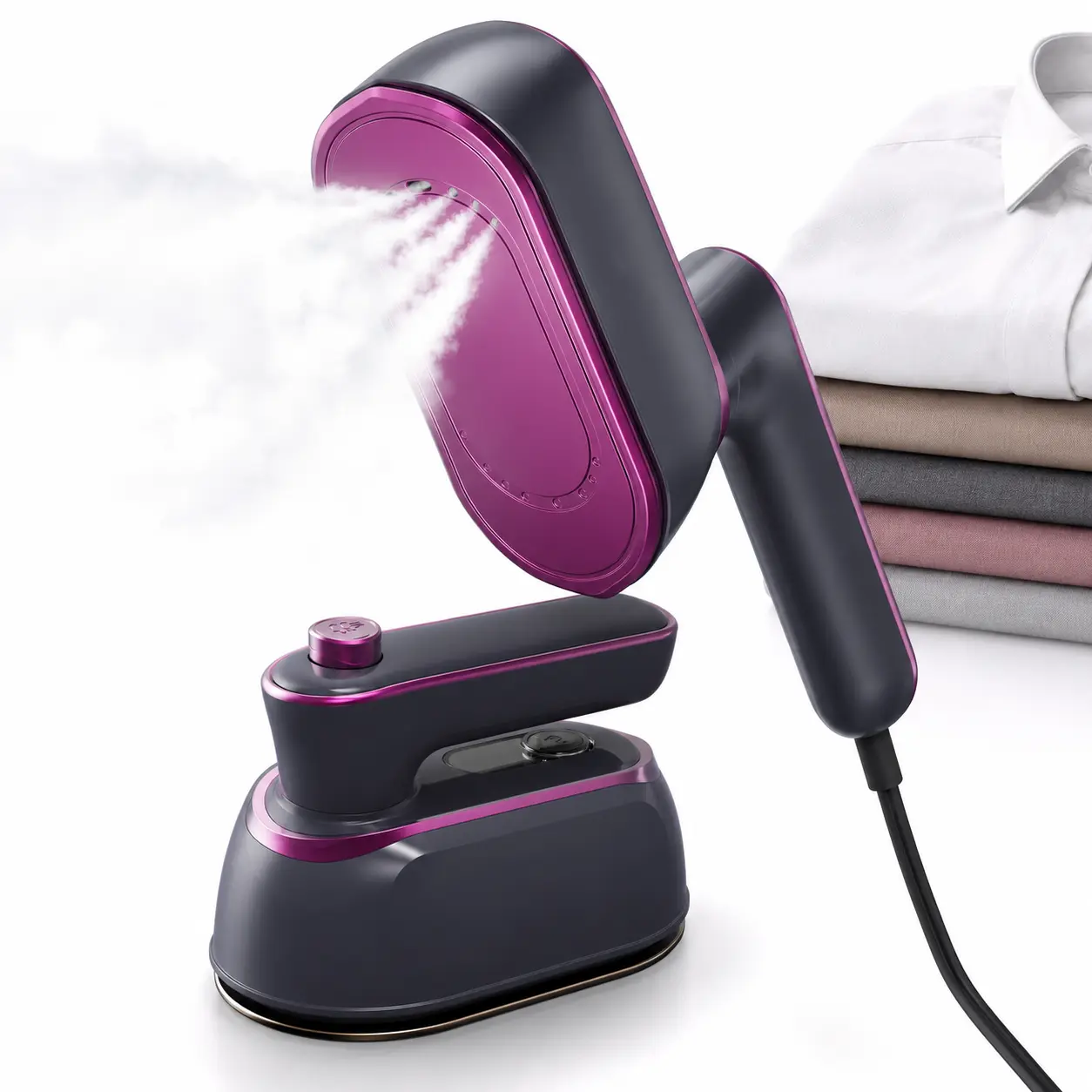 Foldable Compact Travel Iron - 85ml, 2-in-1 Dry/Steam, 5s Fast Heat-Up, 180° Rotatable, Carry-On-Friendly Household Appliance