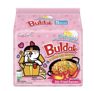 [5 pack bundle] Buldak Carbonara Noodles, Spicy Carbonara Noodles Samyang Korean Spicy chicken noodle challenge, 4.58oz * 5packs