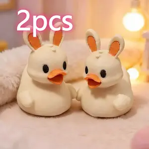 2Pcs  small Easter Bunny Duck Decor | Cute Rabbit Duck Figurines & Ornaments | Spring Festive Gifts for Home, Car Cockpit, Living Room & Wall Hanging Tabletop Accents，Easter Basket Ideas, Cute Collectible Figurines