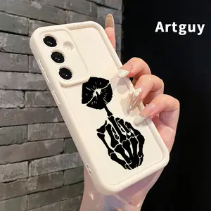 Skeleton Kiss Gesture Advanced fashion gift Case Compatible with Samsung Galaxy S24 ultra plus S25 S23 S22 Ultra Plus Shockproof Full Camera Protection Durable slim Silicone Cover