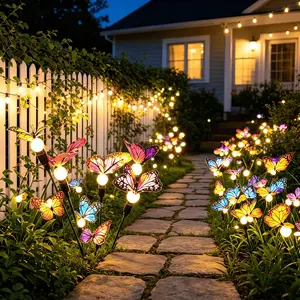 15-Pack Solar Butterfly Lights, Outdoor Solar Garden Lanterns, Colorful Butterfly Design, Wind-Activated Light Effects, Christmas Party Decorations, Solar Decorative Lights
