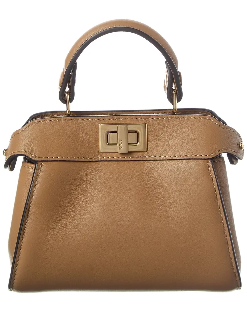 FENDI Nano Peekaboo Leather Clutch