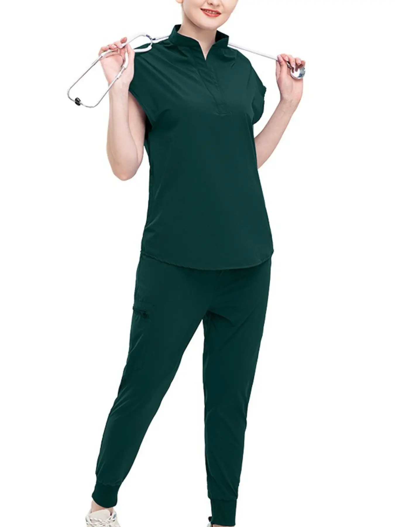 4-Way Stretch Women's Scrub Set Summer Quick Dry Nurse Doctor Work Uniform
