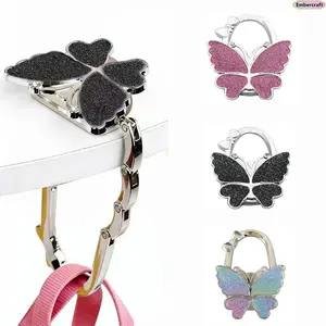 Foldable Butterfly Purse Hook for Table, Portable Handbag Hanger Stand, Cute Anti Slip Bag Hook Holder for Travel, Restaurant, Office & Daily Use Accessories