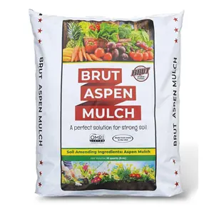 Brut Worm Farms Organic Aspen Mulch, High Water Retention for Gardens, 28 lbs.