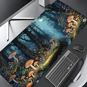 Mushroom Forest Pattern Mouse Pad, Rectangle Gaming Mouse Pad, Non-slip Rubber Pad, Desktop Decoration Protective Pad for Home, Office, Gaming, Desk Accessories