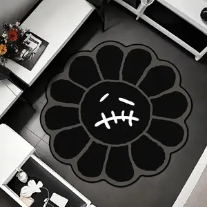 Irregular Floral Carpet, Living Room Rug, Floral Shaped Rug, Floral Pattern Rug, American Style Fashion Decor, Decorative Rug Mat, Reflective Short Velvet Comfort Mat, Suitable for Bedroom Kitchen Bathroom, Floral Rugs, Flower Pattern Rugs