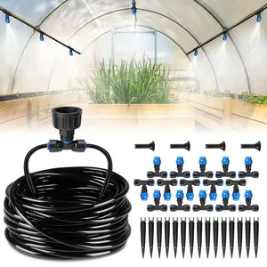 59FT Greenhouse Mist Drip Irrigation Kit, Hanging Plant Watering, Garden Watering System with 1/4" Blank Tubing and Misting Nozzles, Quick Connector Design Automatic Irrigation System