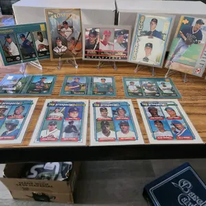 Sports Cards - Collection of Baseball Trading Cards Displayed on Easels and Tables