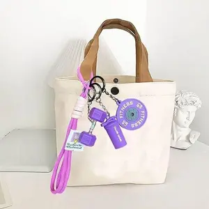 Fitness Keychain Set, Silicone Dumbbell Kettlebell Weight Keychain Cute Keychain Gym Accessories for Men and Women Gift