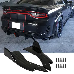 Glossy Black for Dodge Charger Rear Bumper Side Diffuser Splitter Canards