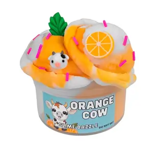Orange Cow Cloud Slime – 8 FL OZ Orange & White Cloud Slime with Orange Dreamsicle Scent, Cow Charm & Sprinkles – Beginner Friendly Drizzly Texture