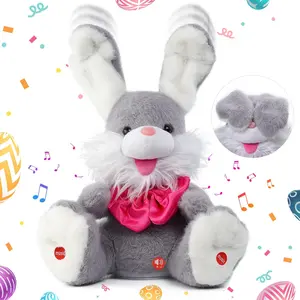 Clapping Talking Bunny Repeats What You Say Stuffed Animals with Volume Adjustable Singing & Interactive Rabbit Doll Christmas Gift Idea for Kids