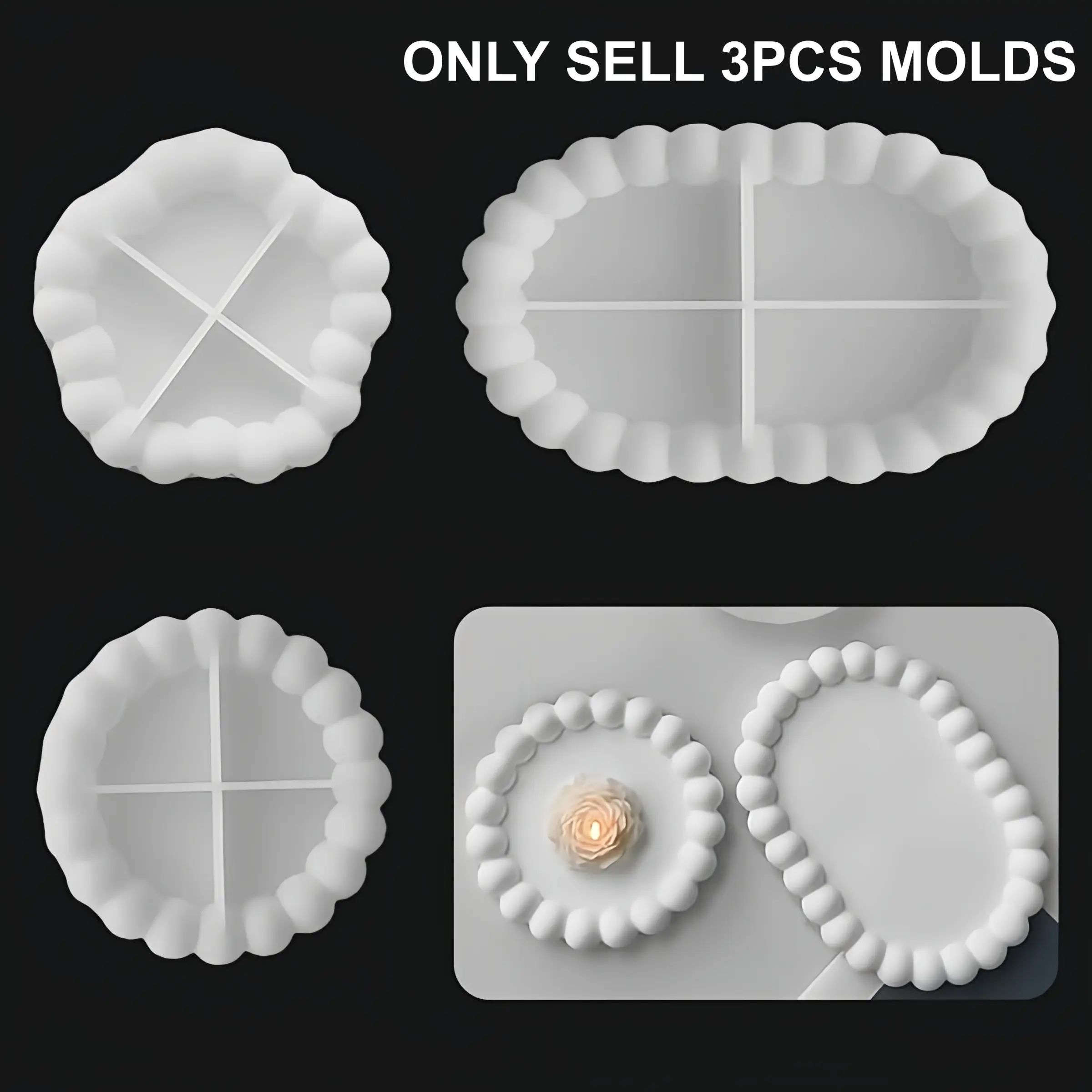3-Piece Silicone Molds Set, DIY Craft Tools, Flexible & Durable Design, Ideal for Casting Projects, Multiple Uses, Easy-To-Use, Handmade Crafts, Candle Molds For Candle Making, Candle Making Supplies
