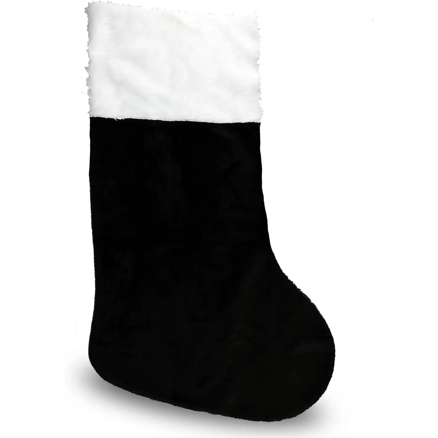 Iconikal Jumbo Black Plush Christmas Stocking, 43-Inch Giant Oversized Xmas Hanging Mantel Decor with White Cuff