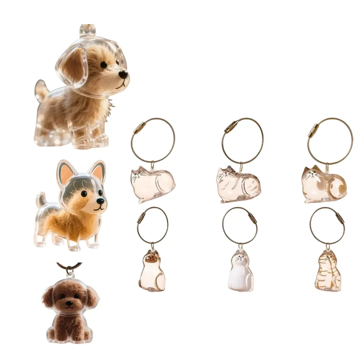 Cat Fur and Dog Fur Memory Charm Pets Hair Keychain Personalized Memorial Keepsake Capsule for Cats and Dogs Hair Storage Pet Remembrance Pendant Gift Furry Friends Everlasting Love Pet Lover Jewellery