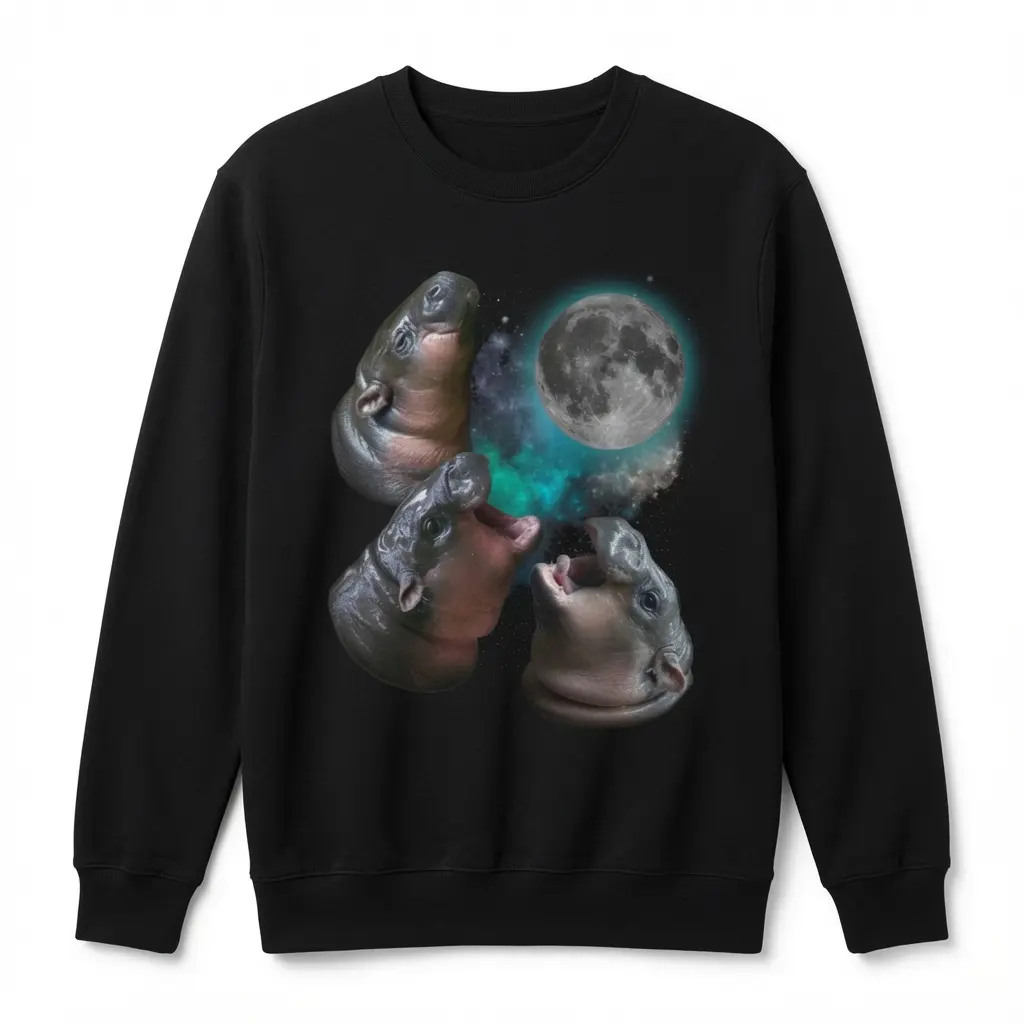 Vintage Three Moo Deng Howling At Moon Graphic T-shirt, Sweatshirt, Hoodie, Spooky Season Sweatshirt, All Size All Color For Men And Women