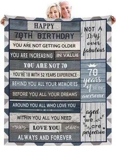 70th Birthday Gifts for Women Men, 70th Birthday Throw Blankets 50x60 Inch 70th Birthday Gifts Ideal for Her Him, 1954 Bed Blanket Gift for Parents Husband Wife
