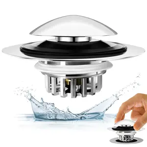 Bathroom Bathtub Drain Stopper, 1/2 Counts Stainless Steel Smooth Pop-up Bathroom Bathtub Drain Hair Collector, Bathroom Accessories for Home Use, Shower Bath Tool, Easy Installation, Room Accessories