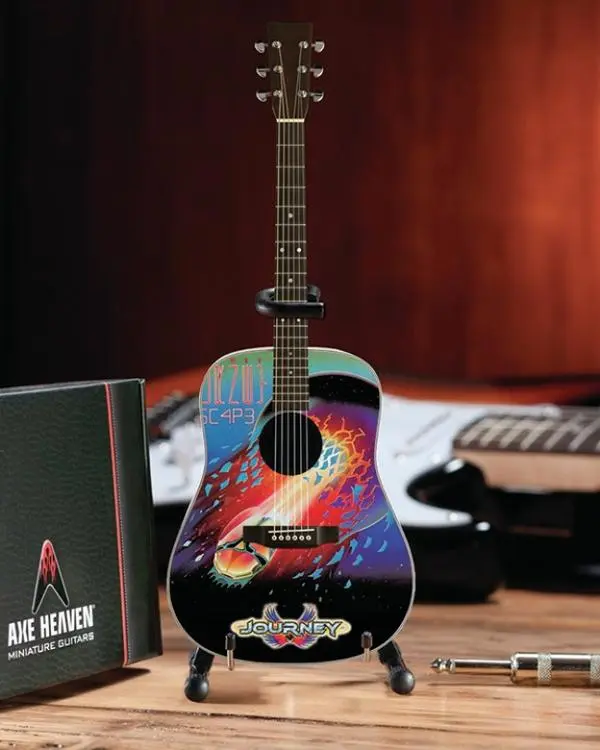 212 MAIN Journey Escape Tribute Handcrafted Wooden Acoustic Miniature Guitar - Decorative Metal Music Accessory with Tuning Function, Gift for Toys & Hobbies Enthusiasts
