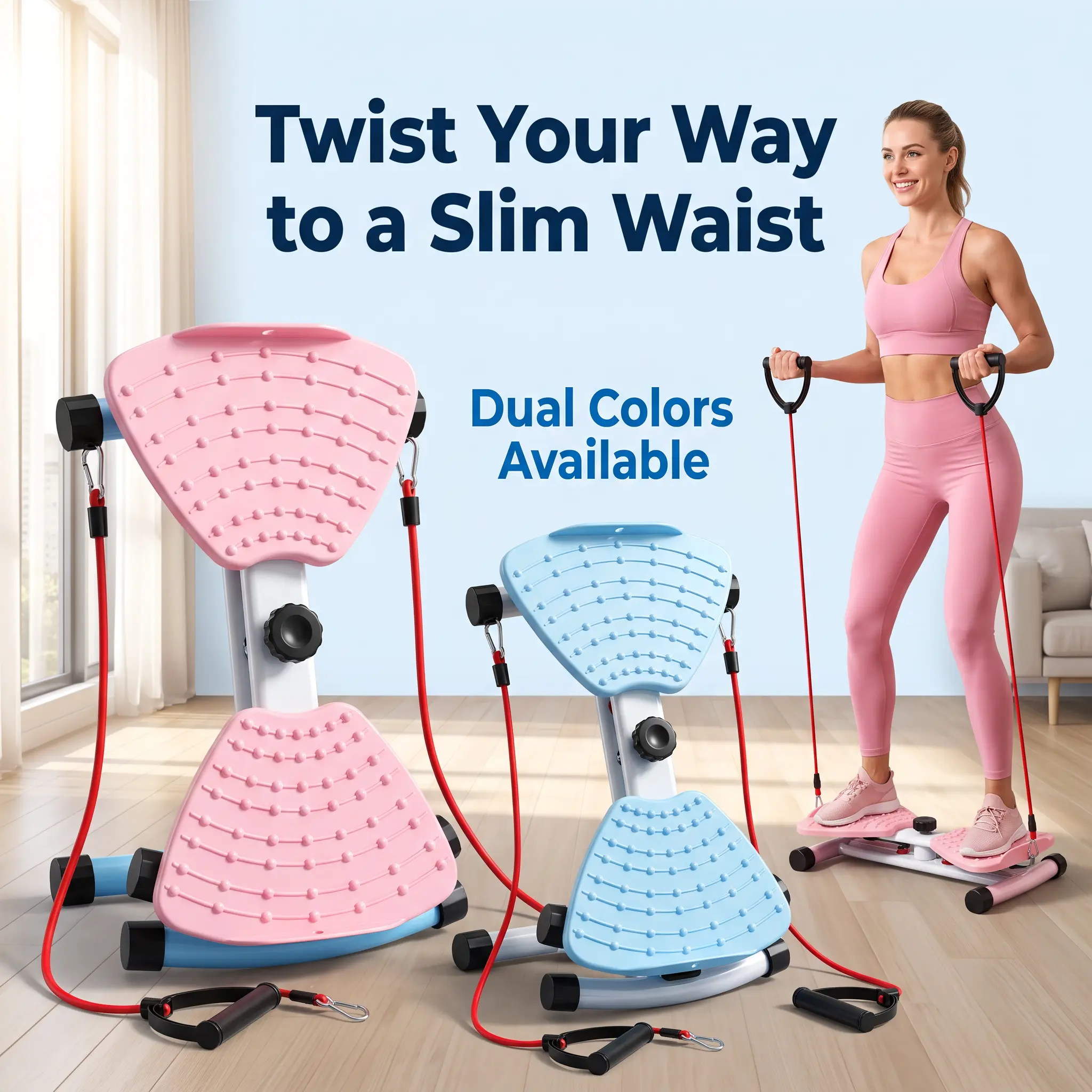 Twist Stepper for Exercise, Waist Twisting Stair Stepper with Resistance Bands, Non-Slip Massage Pedal, Home Fitness Machine for Body Shaping & Weight Loss