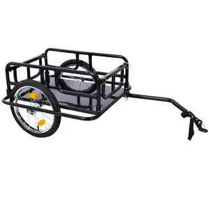 Foldable Bike Cargo Trailer with Universal Bike Hitch, Bicycle Wagon Trailer with 16" Wheels & Reflectors, Large Loading Bike Trailer Storage Cart