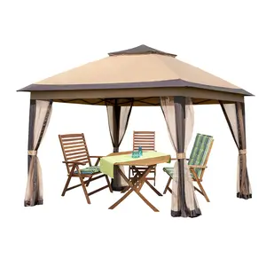 11x11 Outdoor Pop up Gazebo for Patios Canopy for Shade and Rain with Mosquito Netting, Waterproof Soft Top Metal Frame Gazebo for Lawn, Garden, Backyard and Deck