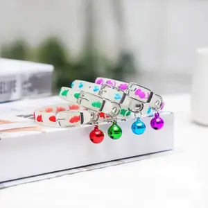 2Pcs Random Color Glow In The Dark Paw Print Pet Collar With Metal Bell, Adjustable Luminous Anti Lost Safety Collar for Small Kittens & Puppy Dogs, Night Walking Visible Pet Supplies