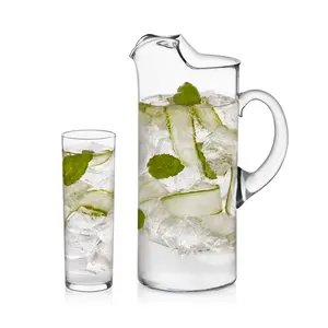 Libbey Modern Bar Highball Glasses Set of 6 and Pitcher, Tall, Bold Cocktail Glass, Pitcher Set, Glassware Sets for Boozy Brunch, Breakfast and More