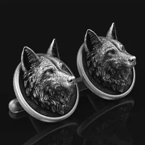 GTHIC Wolf Head Pure Tin Fixed Backing Cufflinks Fashion Animal Jewelry Accessories for Men Birthday Party