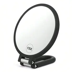 15x Magnifying Handheld Mirror, Travel Folding Makeup Mirror, Foldable Mirror, Dual-Sided Desktop Magnifier, Portable Wallet-Size Lighted Mirror, Gift Idea