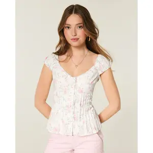 Hollister V-Neck Pintuck Top