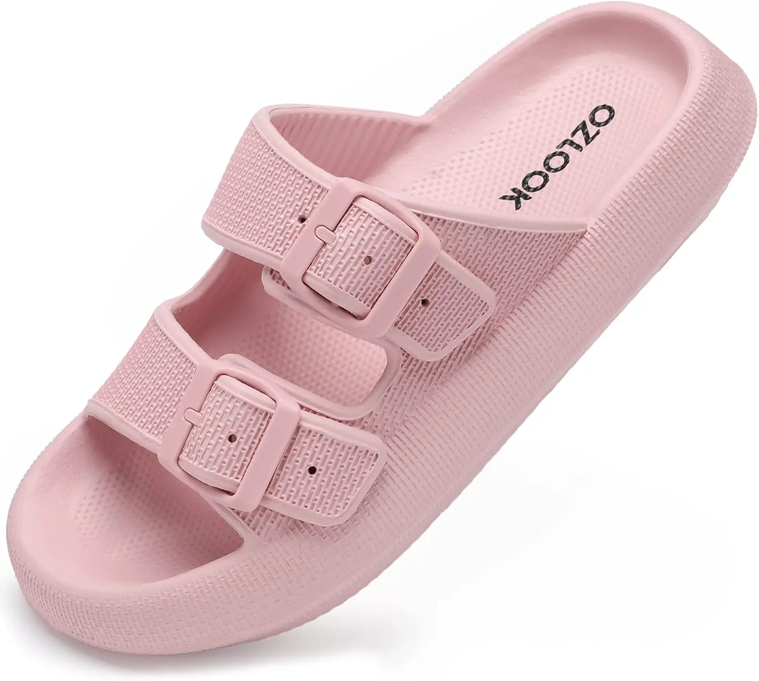 Cloud Slides for Women and Men, Adjustable Double Buckle EVA Sandals with Arch Support, Thick Cushion Non-Slip Waterproof for Pool & Beach, Adjustable Strap Women's Fashion Slippers, Anti-Slip Outsoles Women's Fashion Slippers