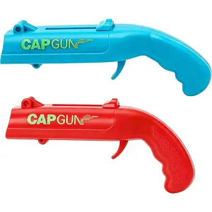 Bottle Opener with Cap Launcher – Funny Shooting Gun for Parties, BBQ, Tailgates – Unique Beer Cap Shooter Gadget for Men – Cool Gifts for Dad, Husband, Him on Birthday, Father's Day(Red+Blue)