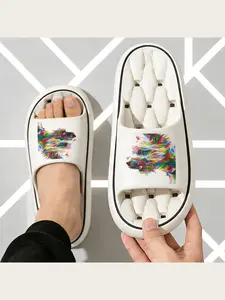 Vibrant Colorful Abstract Lion Head Print Slippers for Men Women Indoor Outdoor Non-Slip Comfortable Home Casual Lightweight Soft Sole Animal Pattern Footwear