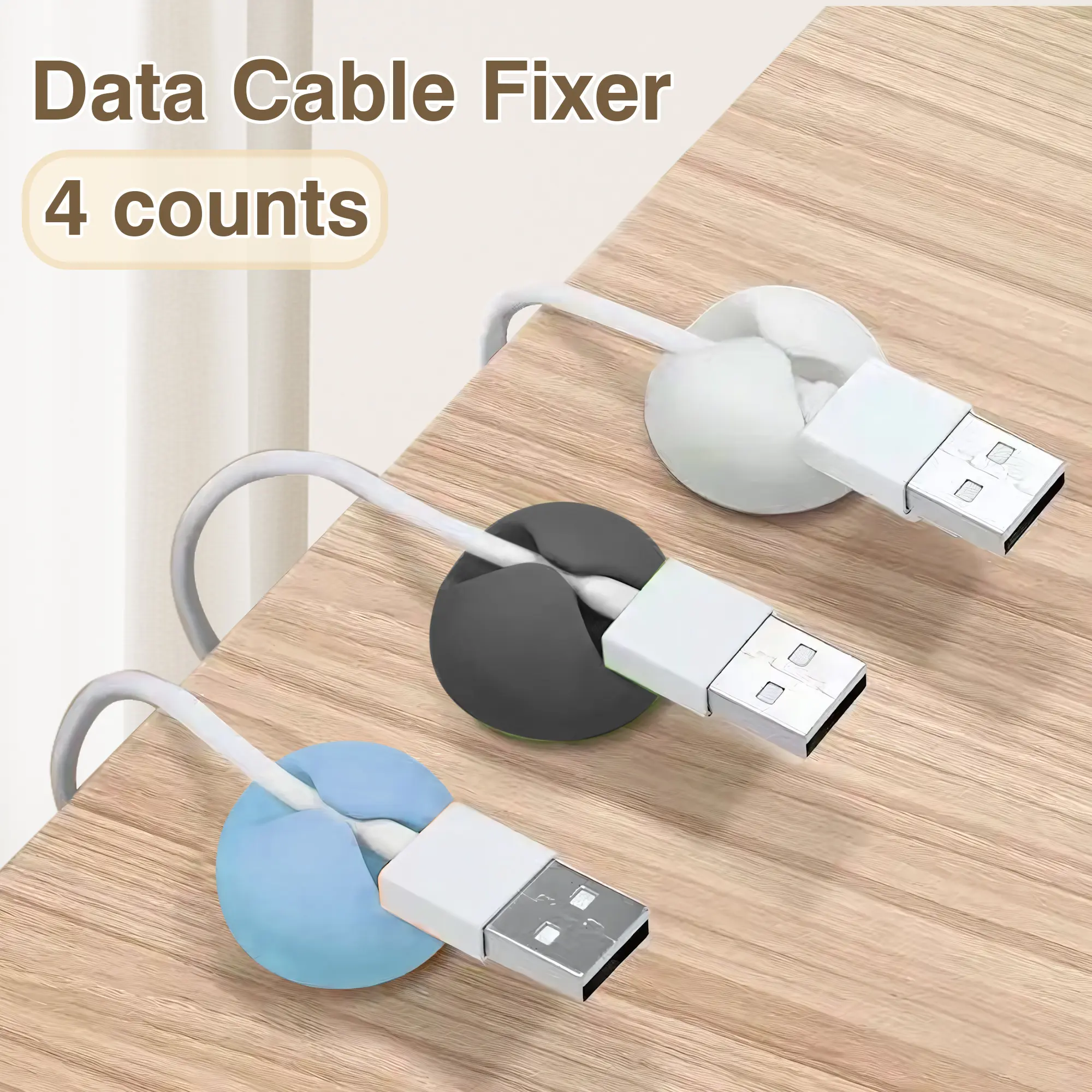 4 Counts Cable Clips, Colorful Desk Wire Clips, Desk Cable Drop for All Your Computer,  Charging, Electrical and Mouse Cord