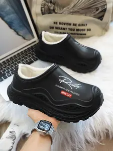 Winter Unisex Thick Sole Waterproof Non-Slip Fleece Lined Slippers, Home & Outdoor Use, Essential Anti-Cold Footwear for Winter, Fuzzy Warm Slippers