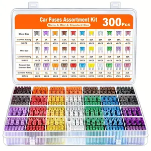 300/306pcs Car Fuse Kit, 160 Mini Blade Fuses, 90 Standard Fuses, 50 Micro Fuses, Fuse Puller, Mixed Colors, Mini Size, for Cars/vans/trucks/motorcycles, Vehicle