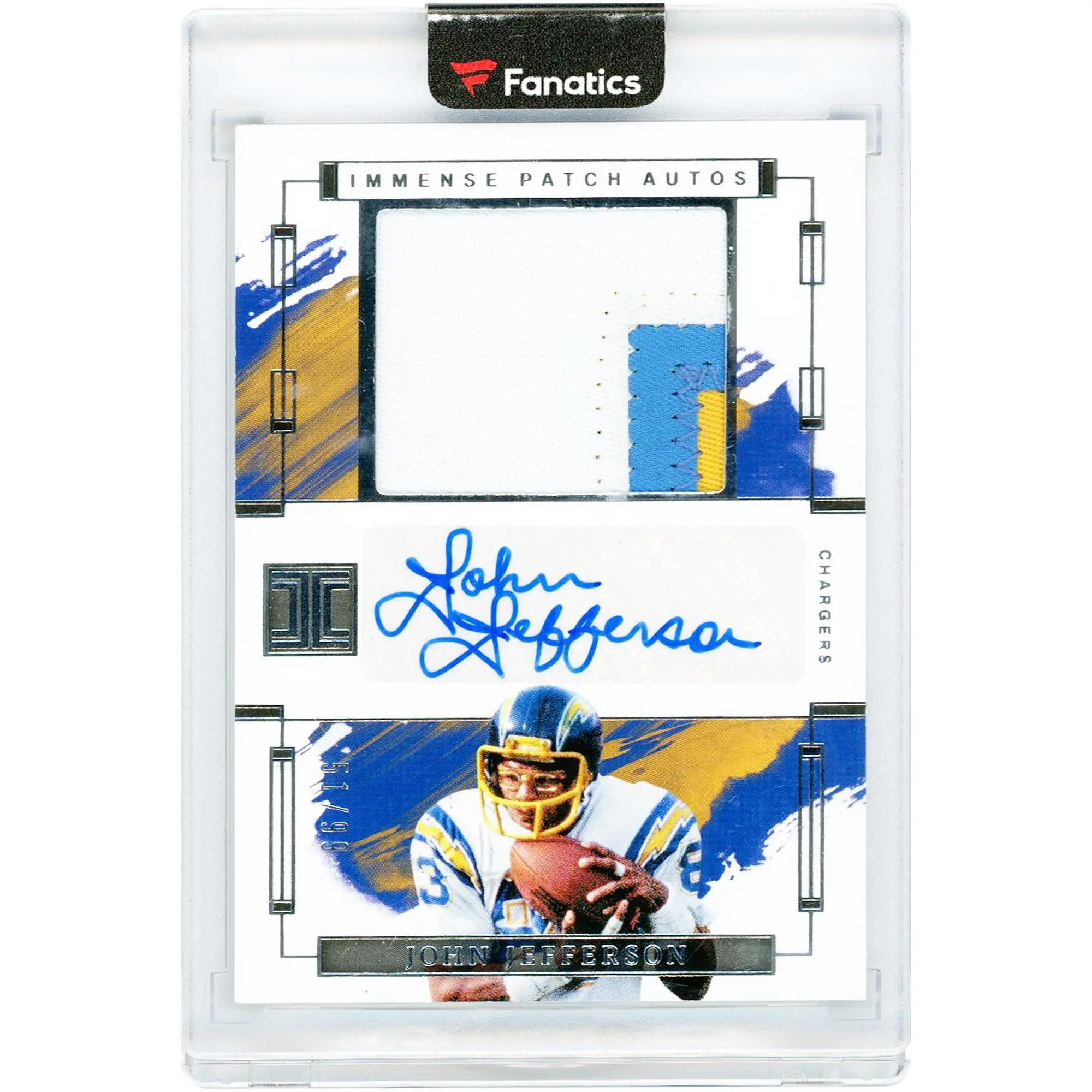 John Jefferson San Diego Chargers Autographed 2024 Panini Impeccable 3 Color Relic #IPA-JJN #51/99 Card - Fanatics Authentic Certified