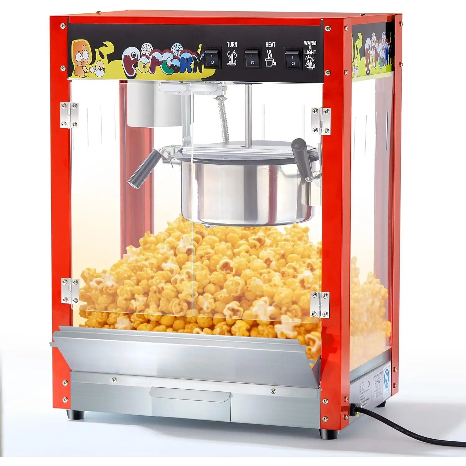Linor commercial popcorn machine -80Z,1300W countertop model, cinema popcorn machine with 3 switch controls, 2 spoons and 1 cup